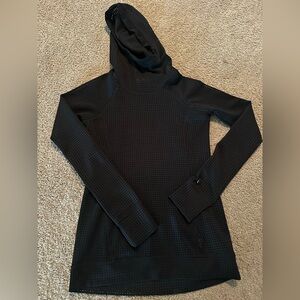 Black Mesh Design Hooded Sweatshirt